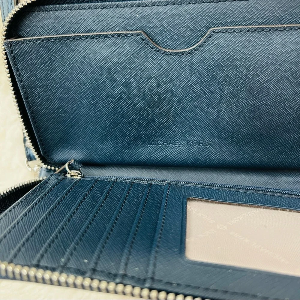 Michael Kors Croc Embossed Check Book/Phone Credit cards Wristlet Wallet